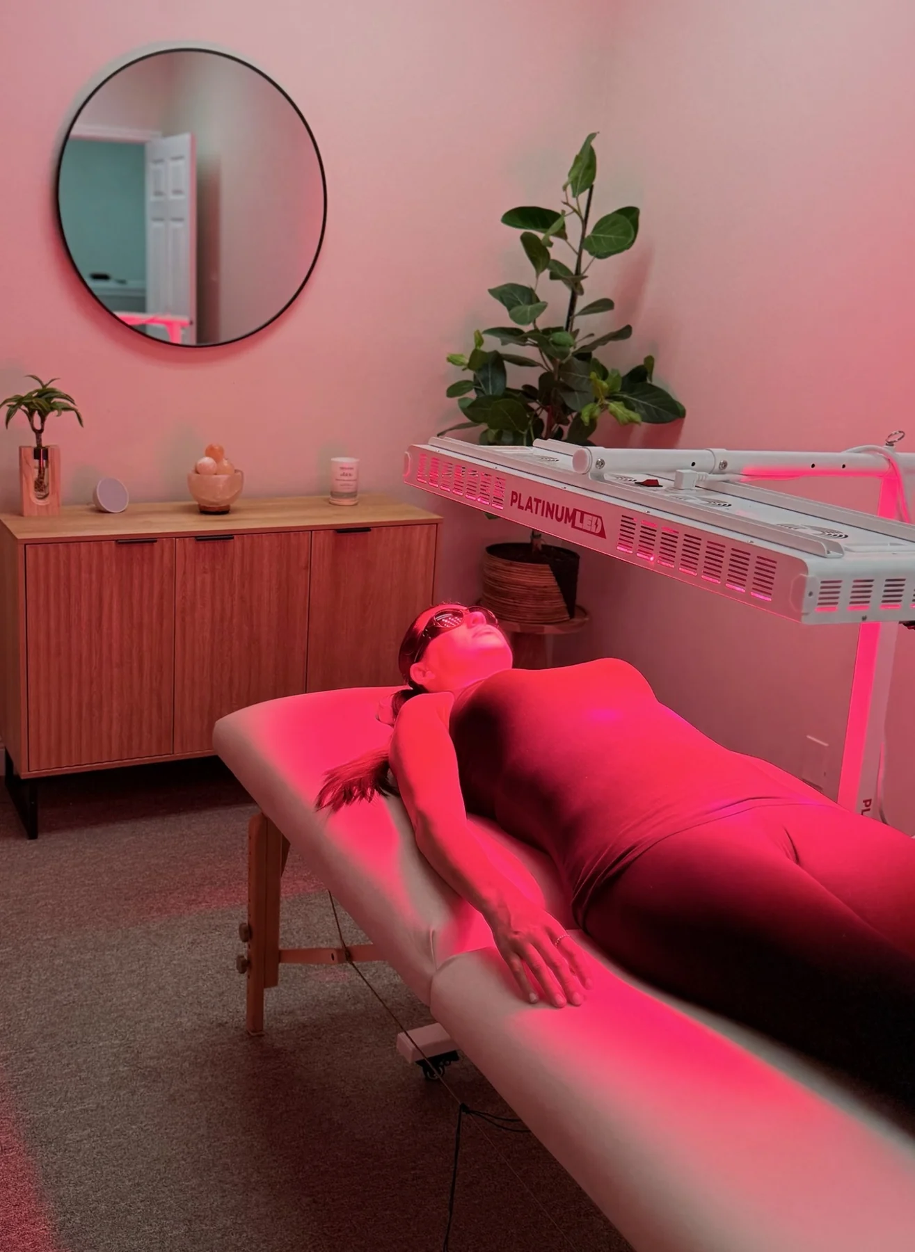 Red light therapy setup at PRVNT Chiropractic & Wellness.